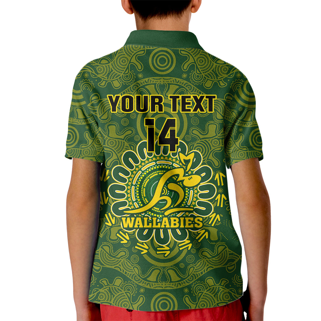 Personalised Australia Rugby Kid Polo Shirt Wallabies 2023 Go Champions Indigenous Art - Wonder Print Shop