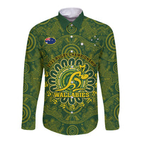 Personalised Australia Rugby Long Sleeve Button Shirt Wallabies 2023 Go Champions Indigenous Art - Wonder Print Shop