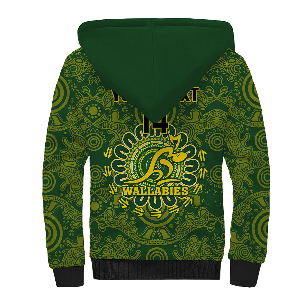 Personalised Australia Rugby Sherpa Hoodie Wallabies 2023 Go Champions Indigenous Art - Wonder Print Shop