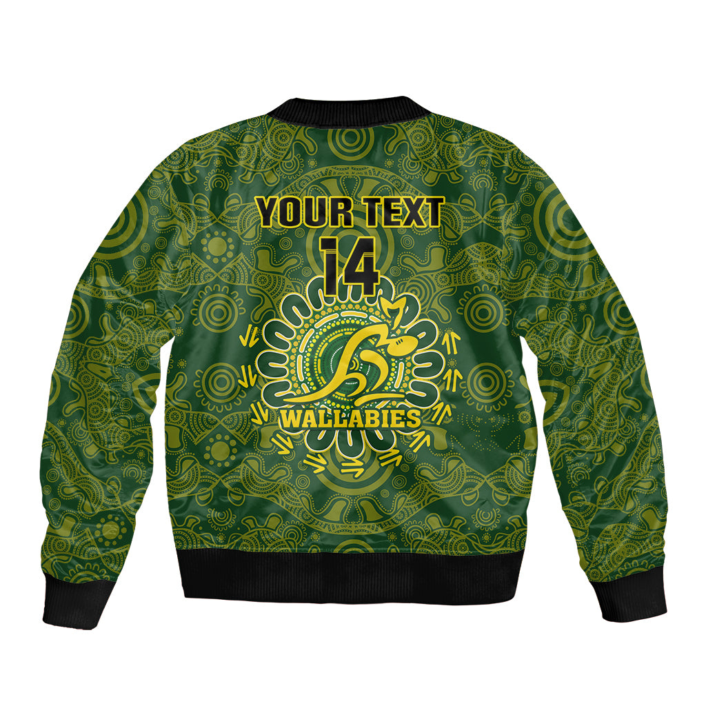 Personalised Australia Rugby Sleeve Zip Bomber Jacket Wallabies 2023 Go Champions Indigenous Art - Wonder Print Shop