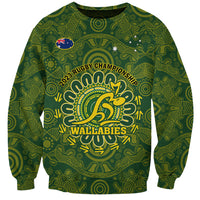 Personalised Australia Rugby Sweatshirt Wallabies 2023 Go Champions Indigenous Art - Wonder Print Shop