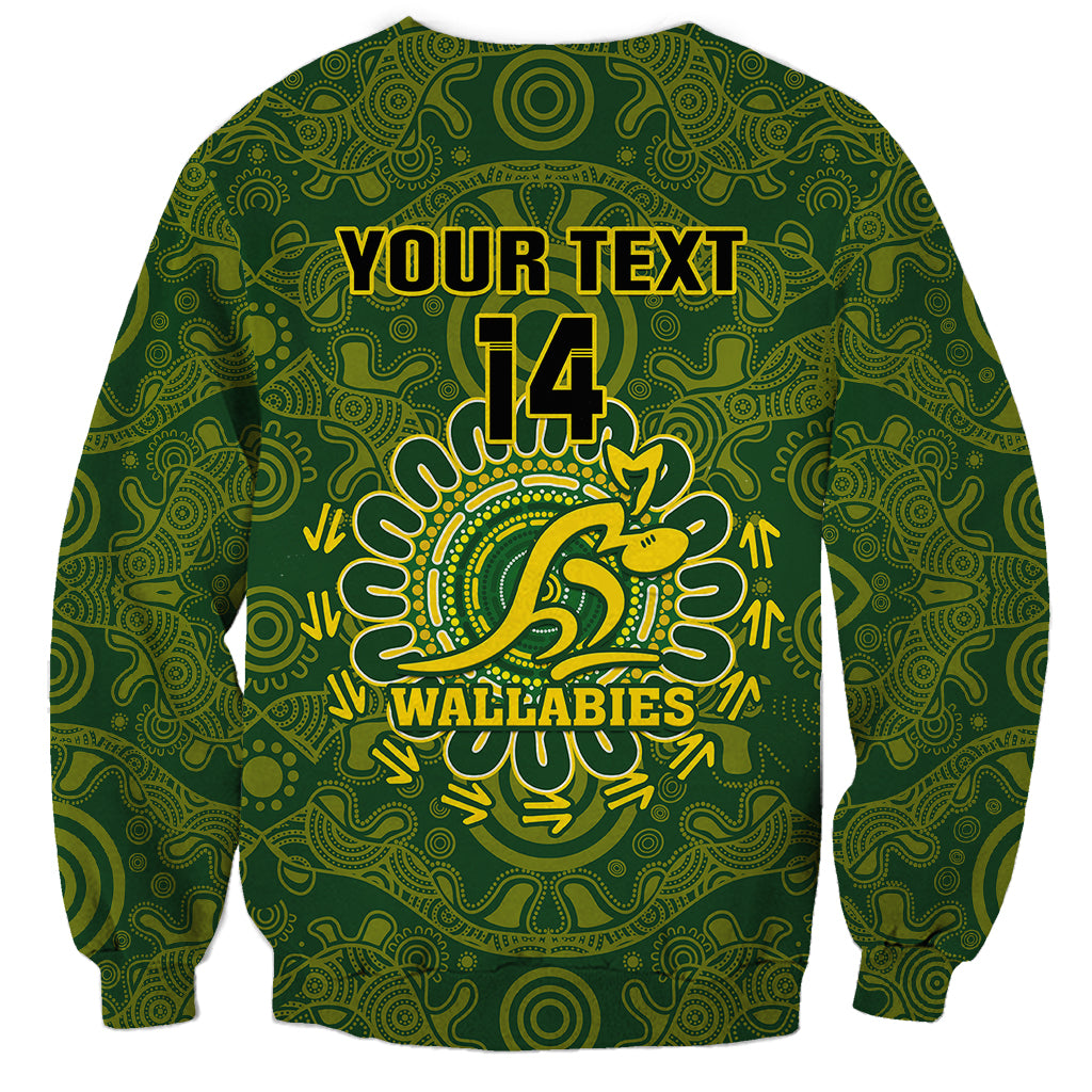 Personalised Australia Rugby Sweatshirt Wallabies 2023 Go Champions Indigenous Art - Wonder Print Shop