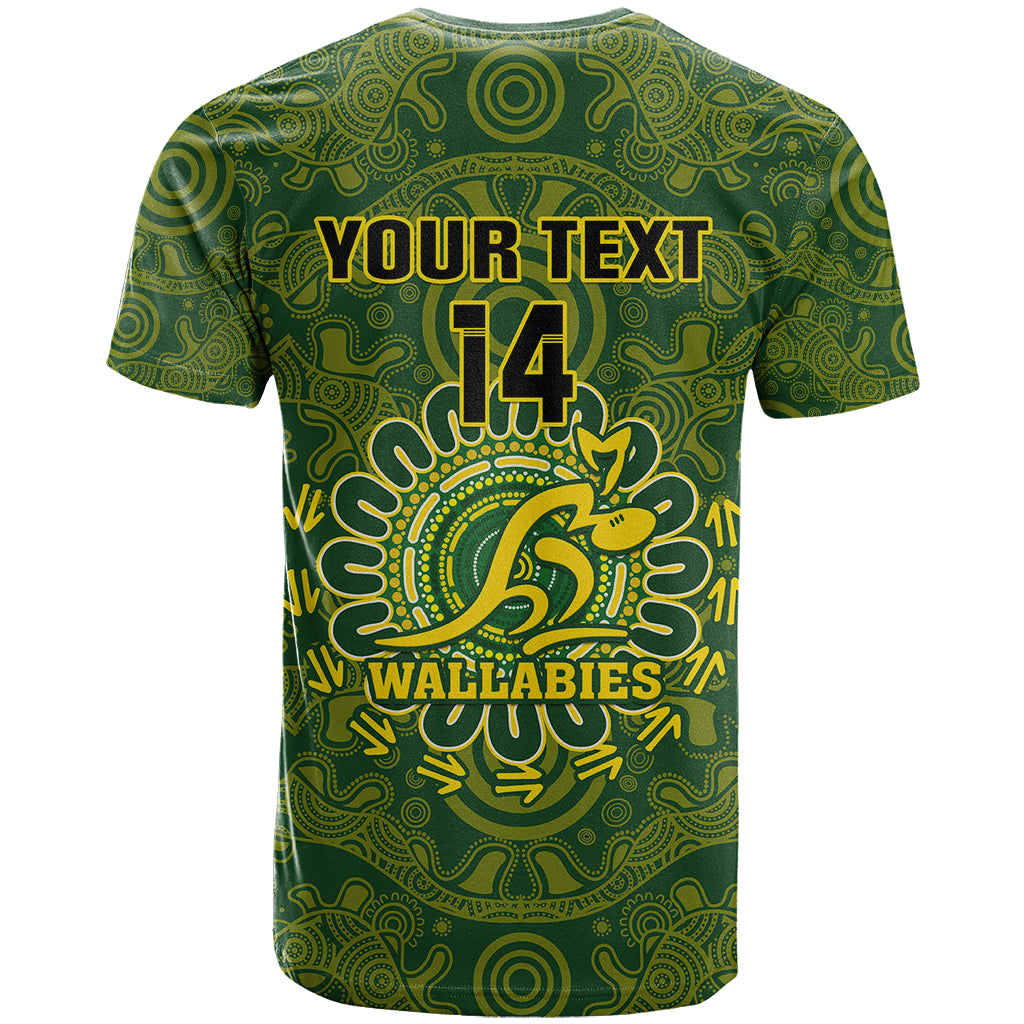 Personalised Australia Rugby T Shirt Wallabies 2023 Go Champions Indigenous Art - Wonder Print Shop