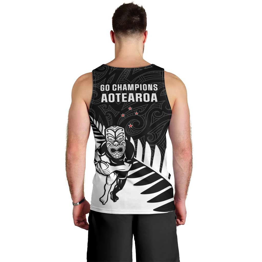 New Zealand Silver Fern Rugby Men Tank Top All Black Go Champions Maori Pattern LT14