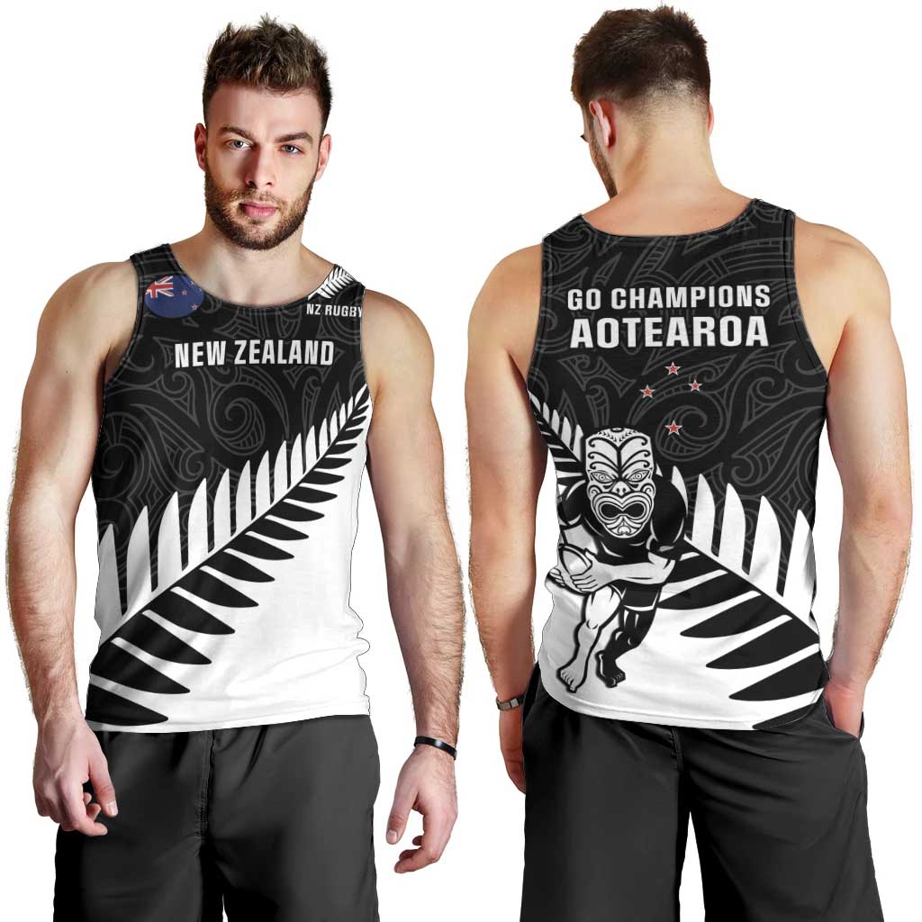 New Zealand Silver Fern Rugby Men Tank Top All Black Go Champions Maori Pattern LT14
