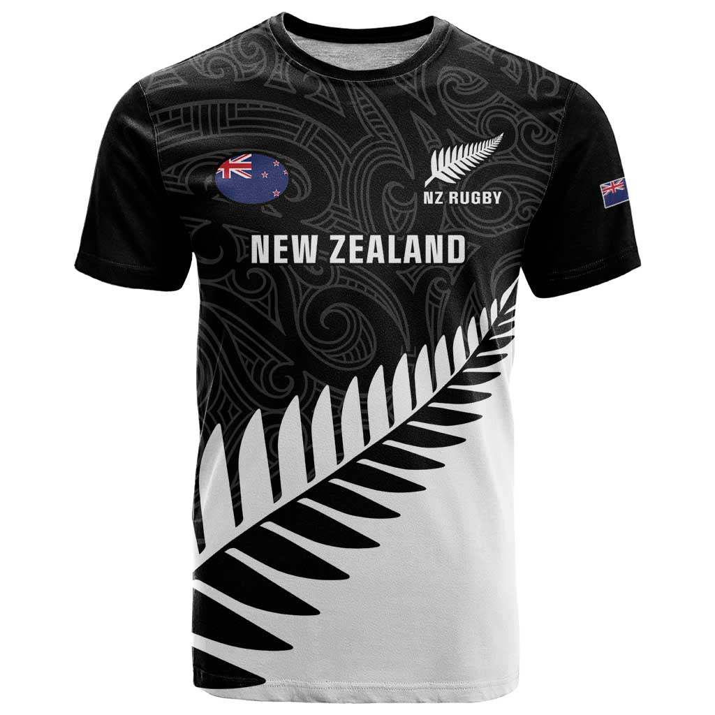 New Zealand Silver Fern Rugby T Shirt All Black Go Champions Maori Pattern LT14