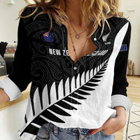 New Zealand Silver Fern Rugby Women Casual Shirt All Black Go Champions Maori Pattern LT14