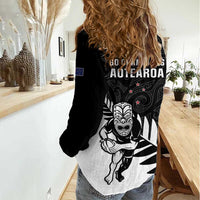 New Zealand Silver Fern Rugby Women Casual Shirt All Black Go Champions Maori Pattern LT14