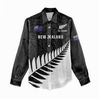 New Zealand Silver Fern Rugby Women Casual Shirt All Black Go Champions Maori Pattern LT14