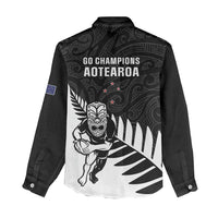 New Zealand Silver Fern Rugby Women Casual Shirt All Black Go Champions Maori Pattern LT14