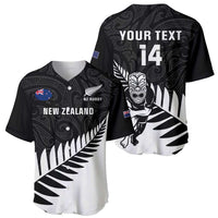 Personalised New Zealand Silver Fern Rugby Baseball Jersey All Black Go Champions Maori Pattern LT14