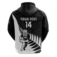 Personalised New Zealand Silver Fern Rugby Hoodie All Black Go Champions Maori Pattern LT14