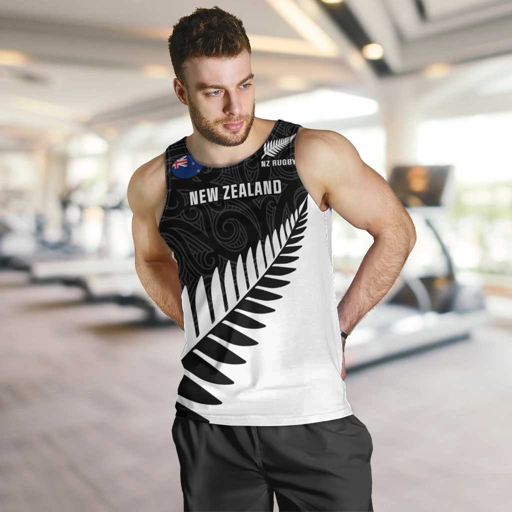 Personalised New Zealand Silver Fern Rugby Men Tank Top All Black Go Champions Maori Pattern LT14