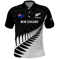 Personalised New Zealand Silver Fern Rugby Polo Shirt All Black Go Champions Maori Pattern LT14