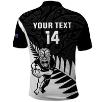 Personalised New Zealand Silver Fern Rugby Polo Shirt All Black Go Champions Maori Pattern LT14
