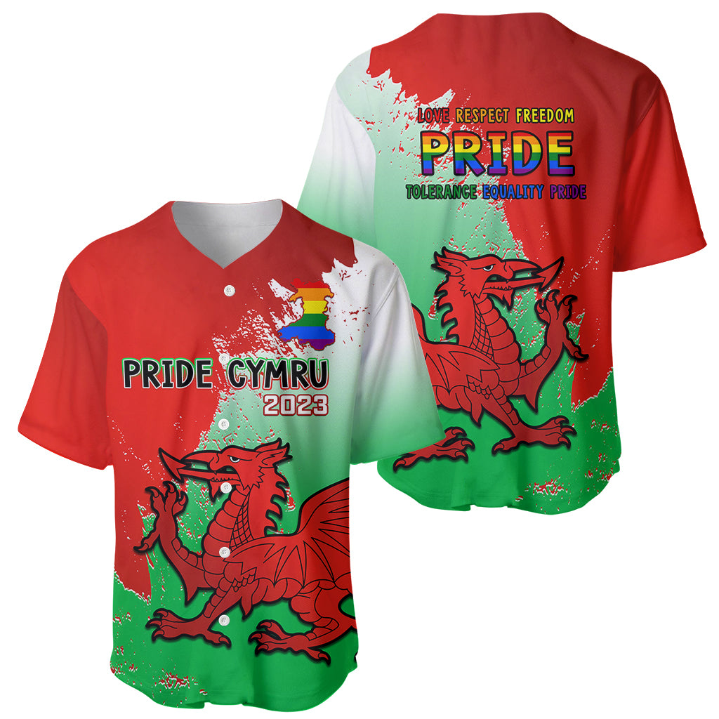 Pride Cymru Baseball Jersey 2023 Wales LGBT With Welsh Red Dragon - Wonder Print Shop