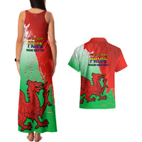 Matching Pride tank maxi dress and Hawaiian shirt set, red/green back dragon print
