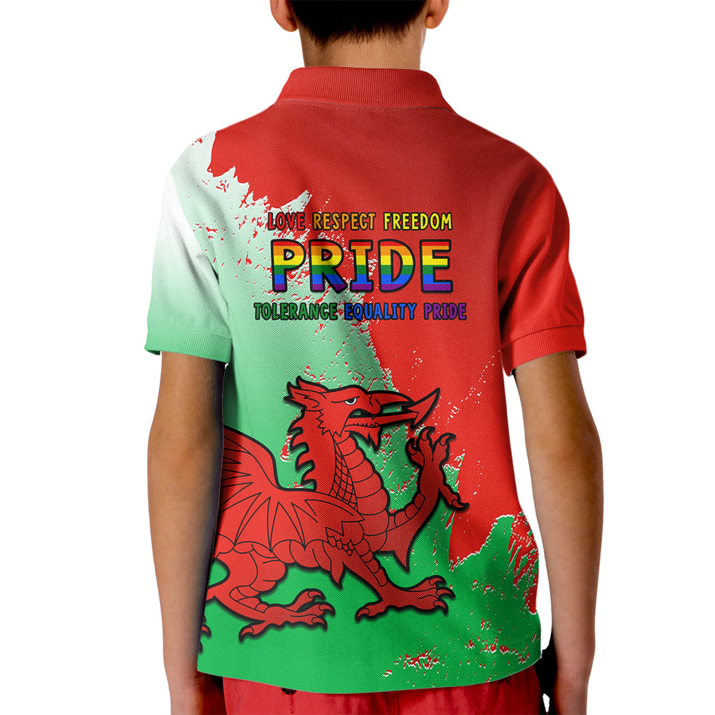 Pride Cymru Kid Polo Shirt 2023 Wales LGBT With Welsh Red Dragon - Wonder Print Shop