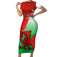 Pride Cymru Short Sleeve Bodycon Dress 2023 Wales LGBT With Welsh Red Dragon - Wonder Print Shop
