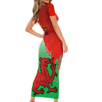 Pride Cymru Short Sleeve Bodycon Dress 2023 Wales LGBT With Welsh Red Dragon - Wonder Print Shop