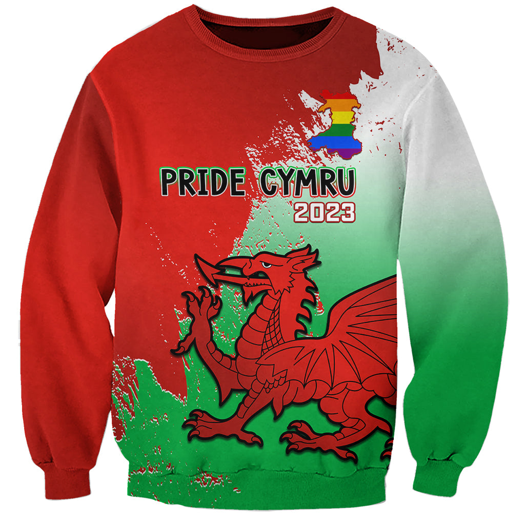 Pride Cymru Sweatshirt 2023 Wales LGBT With Welsh Red Dragon - Wonder Print Shop