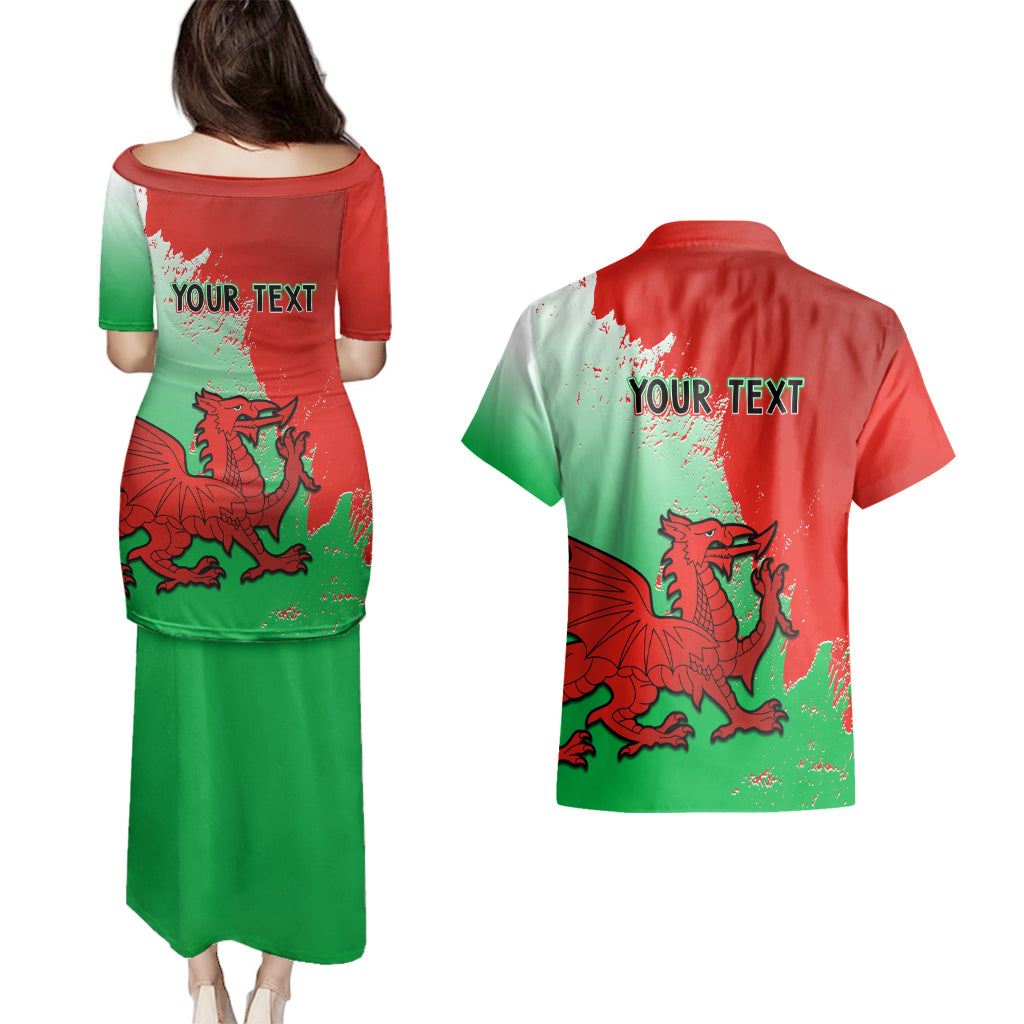 Custom Pride Cymru Couples Matching Puletasi Dress and Hawaiian Shirt 2023 Wales LGBT With Welsh Red Dragon - Wonder Print Shop