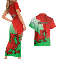 Custom Pride Cymru Couples Matching Short Sleeve Bodycon Dress and Hawaiian Shirt 2023 Wales LGBT With Welsh Red Dragon - Wonder Print Shop