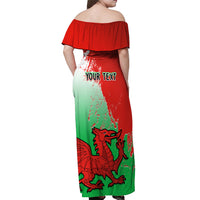 Custom Pride Cymru Off Shoulder Maxi Dress 2023 Wales LGBT With Welsh Red Dragon - Wonder Print Shop