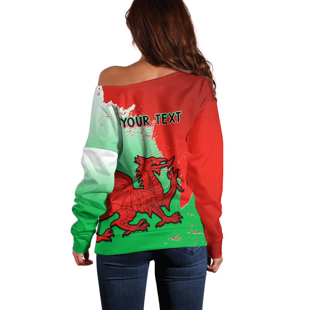 Custom Pride Cymru Off Shoulder Sweater 2023 Wales LGBT With Welsh Red Dragon - Wonder Print Shop