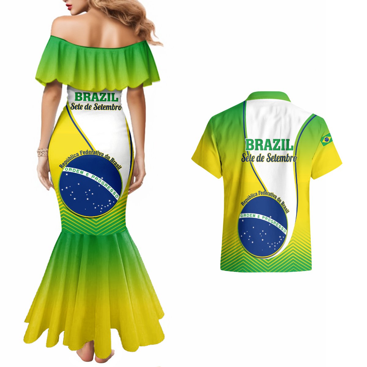 Brazil Couples Matching Mermaid Dress And Hawaiian Shirt Sete de Setembro Happy Independence Day - Wonder Print Shop