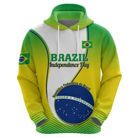 Green and yellow hooded sweatshirt with white panel, Brazil independence text, and blue emblem