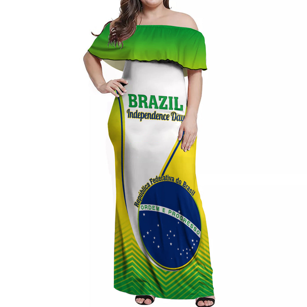 Brazil Off Shoulder Maxi Dress Sete de Setembro Happy Independence Day - Wonder Print Shop
