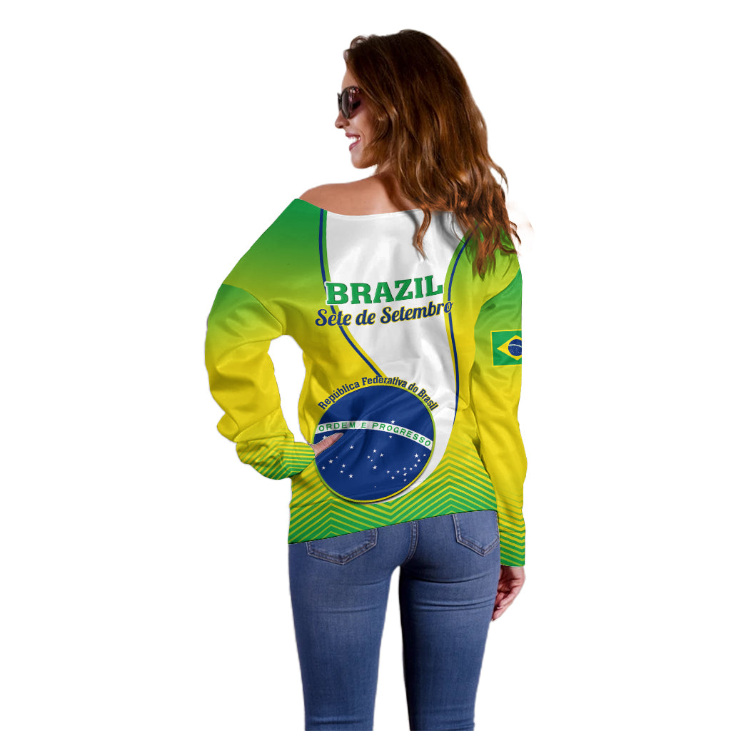 Brazil Off Shoulder Sweater Sete de Setembro Happy Independence Day - Wonder Print Shop