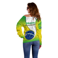 Brazil Off Shoulder Sweater Sete de Setembro Happy Independence Day - Wonder Print Shop