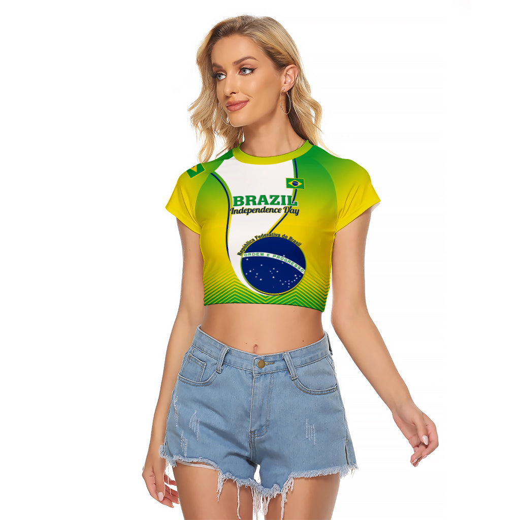 Brazil Raglan Cropped T Shirt Sete de Setembro Happy Independence Day - Wonder Print Shop