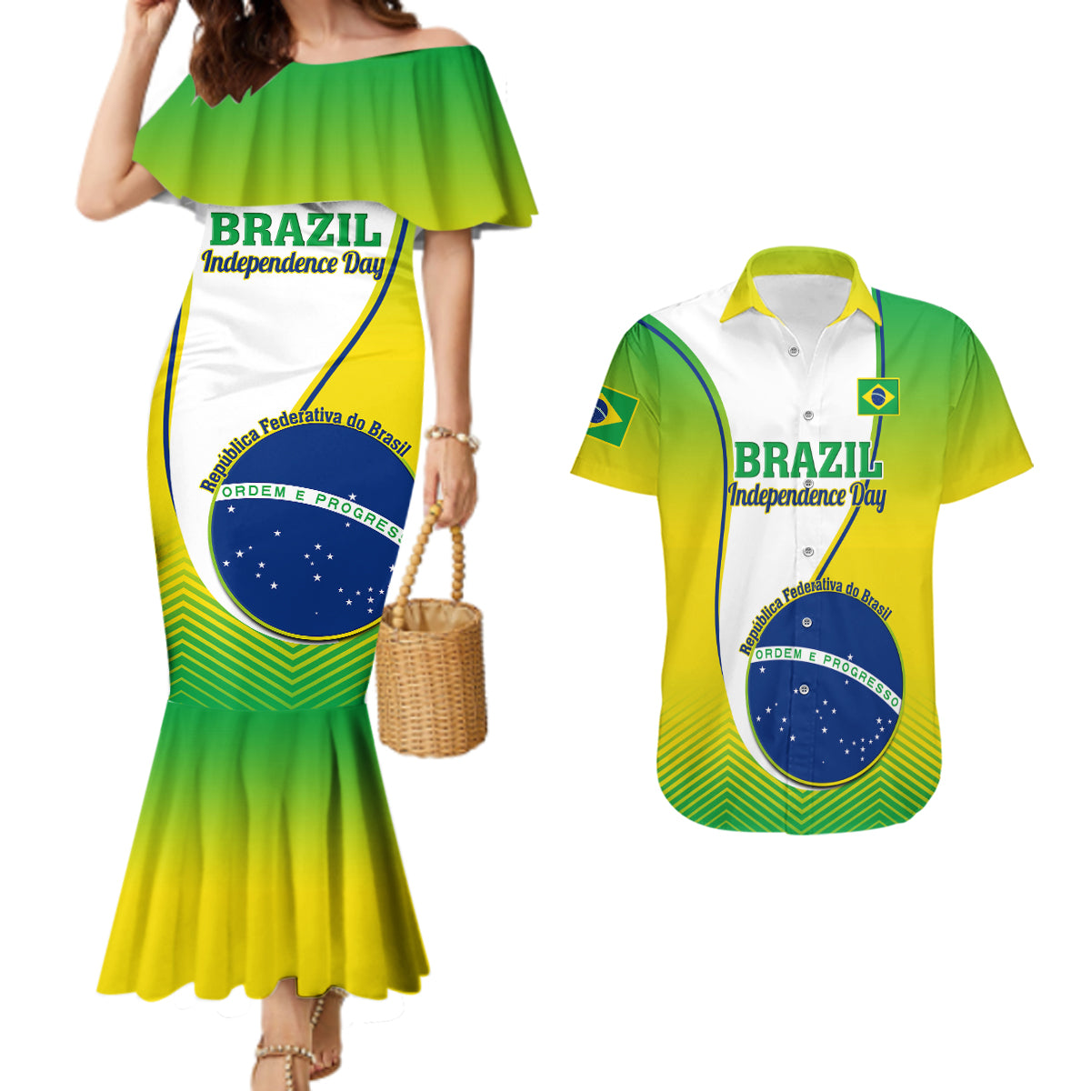 Custom Brazil Couples Matching Mermaid Dress And Hawaiian Shirt Sete de Setembro Happy Independence Day - Wonder Print Shop