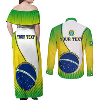 Green off-shoulder maxi dress and long-sleeve shirt set with "YOUR TEXT" Brazil design