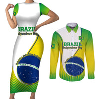 Custom Brazil Couples Matching Short Sleeve Bodycon Dress and Long Sleeve Button Shirts Sete de Setembro Happy Independence Day - Wonder Print Shop