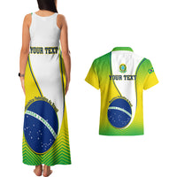 Green Brazil-themed racerback maxi dress back view with matching short-sleeve shirt back