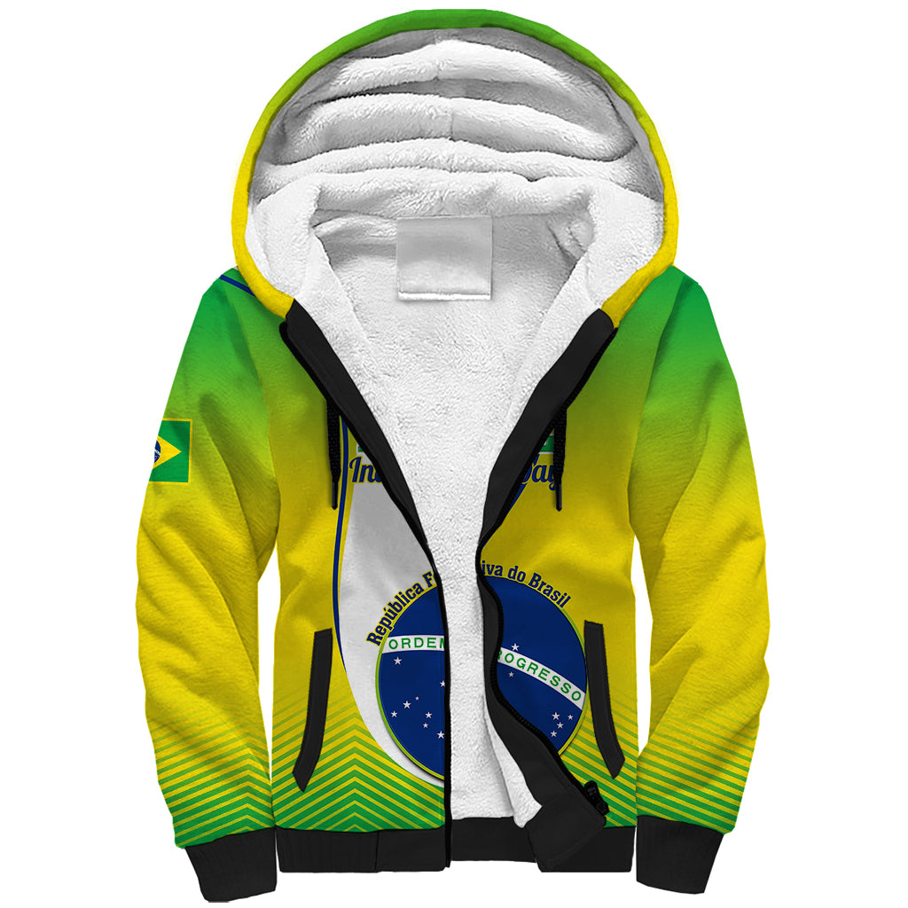 Custom Brazil Sherpa Hoodie Sete de Setembro Happy Independence Day - Wonder Print Shop