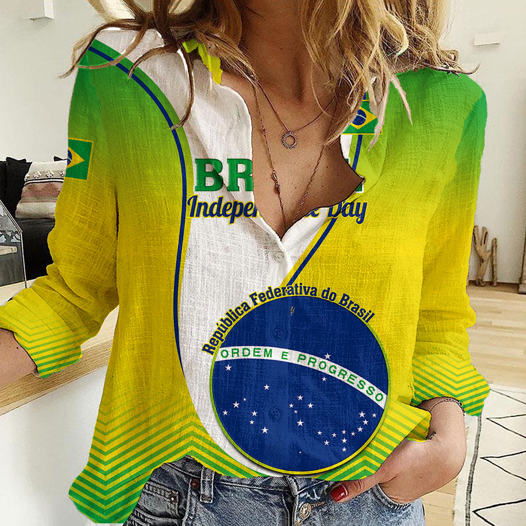 Custom Brazil Women Casual Shirt Sete de Setembro Happy Independence Day - Wonder Print Shop