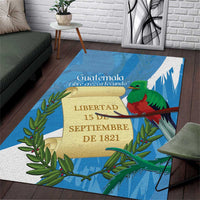 Guatemala Independence Day Area Rug Coat Of Arms With Resplendent Quetzal Grunge Style - Wonder Print Shop
