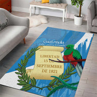 Guatemala Independence Day Area Rug Coat Of Arms With Resplendent Quetzal Grunge Style - Wonder Print Shop