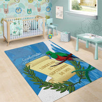 Guatemala Independence Day Area Rug Coat Of Arms With Resplendent Quetzal Grunge Style - Wonder Print Shop