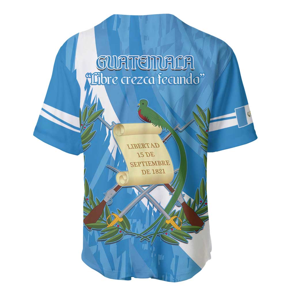 Guatemala Independence Day Baseball Jersey Coat Of Arms With Resplendent Quetzal Grunge Style - Wonder Print Shop