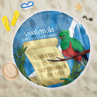 Guatemala Independence Day Beach Blanket Coat Of Arms With Resplendent Quetzal Grunge Style - Wonder Print Shop
