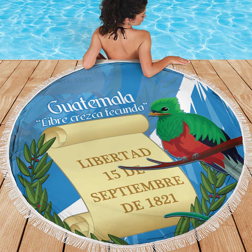 Guatemala Independence Day Beach Blanket Coat Of Arms With Resplendent Quetzal Grunge Style - Wonder Print Shop