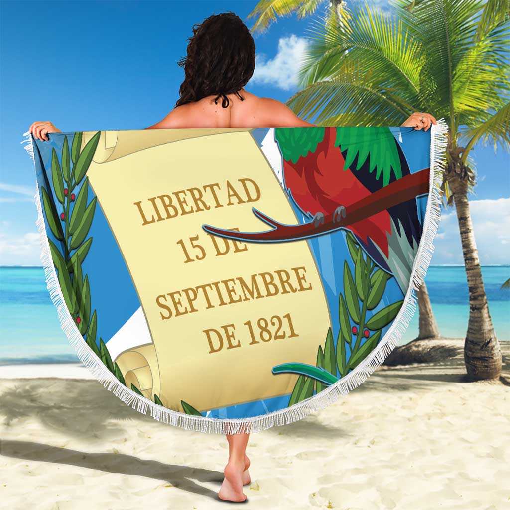 Guatemala Independence Day Beach Blanket Coat Of Arms With Resplendent Quetzal Grunge Style - Wonder Print Shop