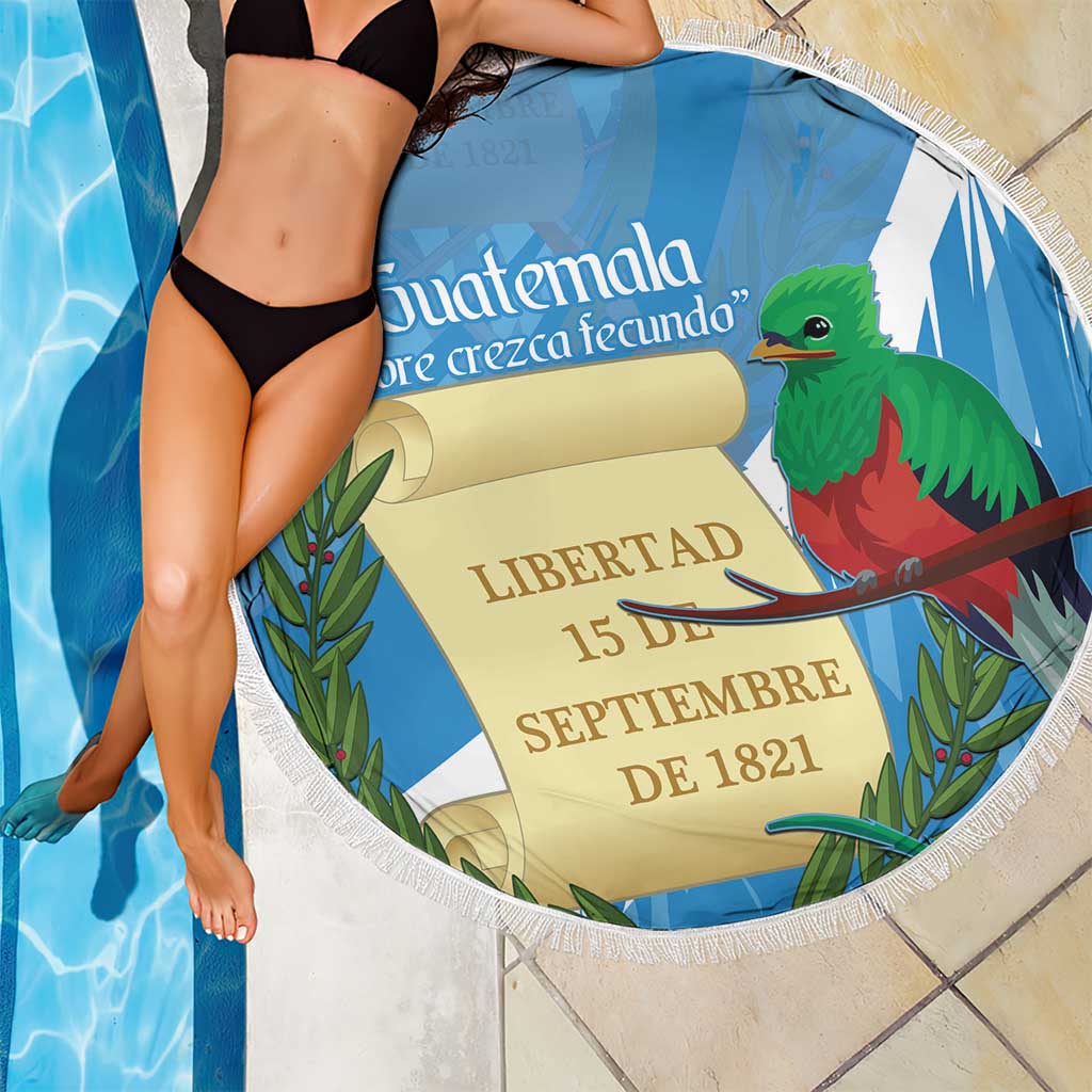 Guatemala Independence Day Beach Blanket Coat Of Arms With Resplendent Quetzal Grunge Style - Wonder Print Shop