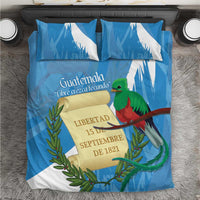 Guatemala Independence Day Bedding Set Coat Of Arms With Resplendent Quetzal Grunge Style - Wonder Print Shop